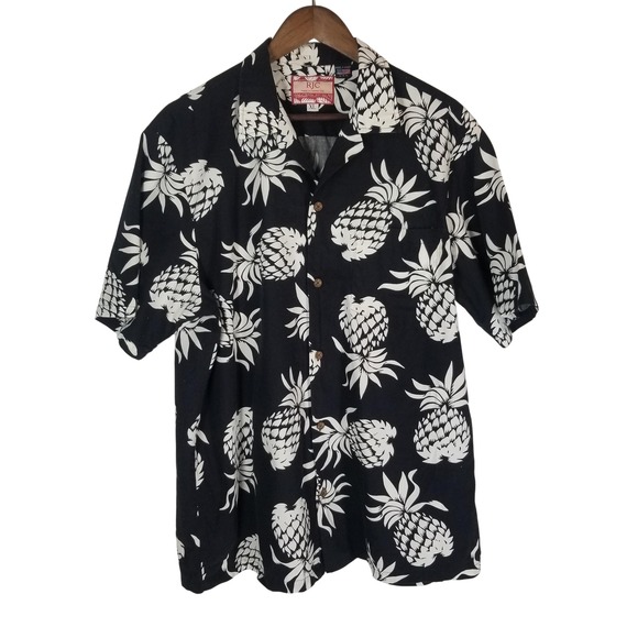 RJC Other - RJC Made In Hawaii Mens XL Black Pineapple Aloha Hawaiian Shirt‎